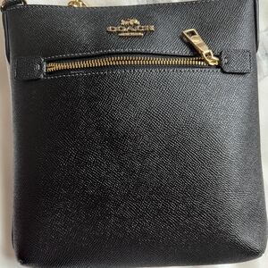 New Coach Black Messenger Bag with Gold Accents